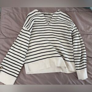 Loft Striped V-Neck Sweater
